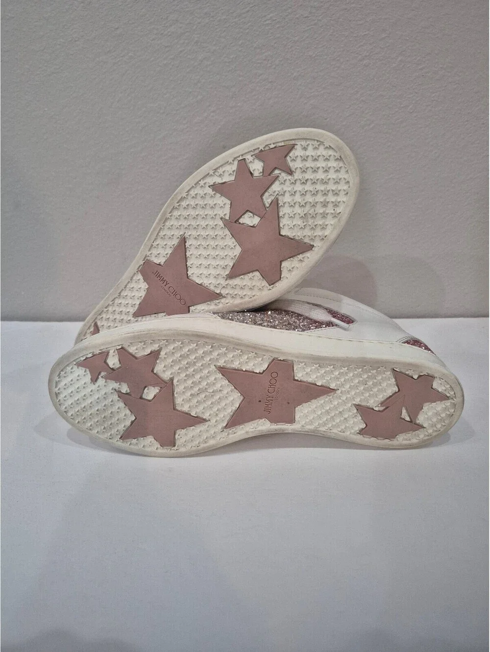 JIMMY CHOO Miami Sneakers Glitter Leather Sneakers Size 39